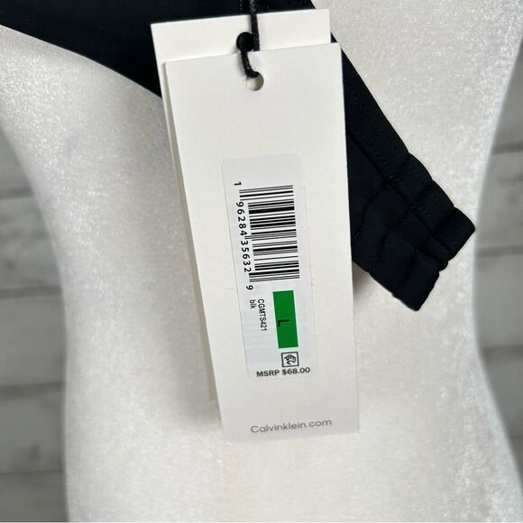 Calvin Klein Swimwear Twist Front Padded Underwire Bikini Top Black L NWT $68 - Picture 8 of 9